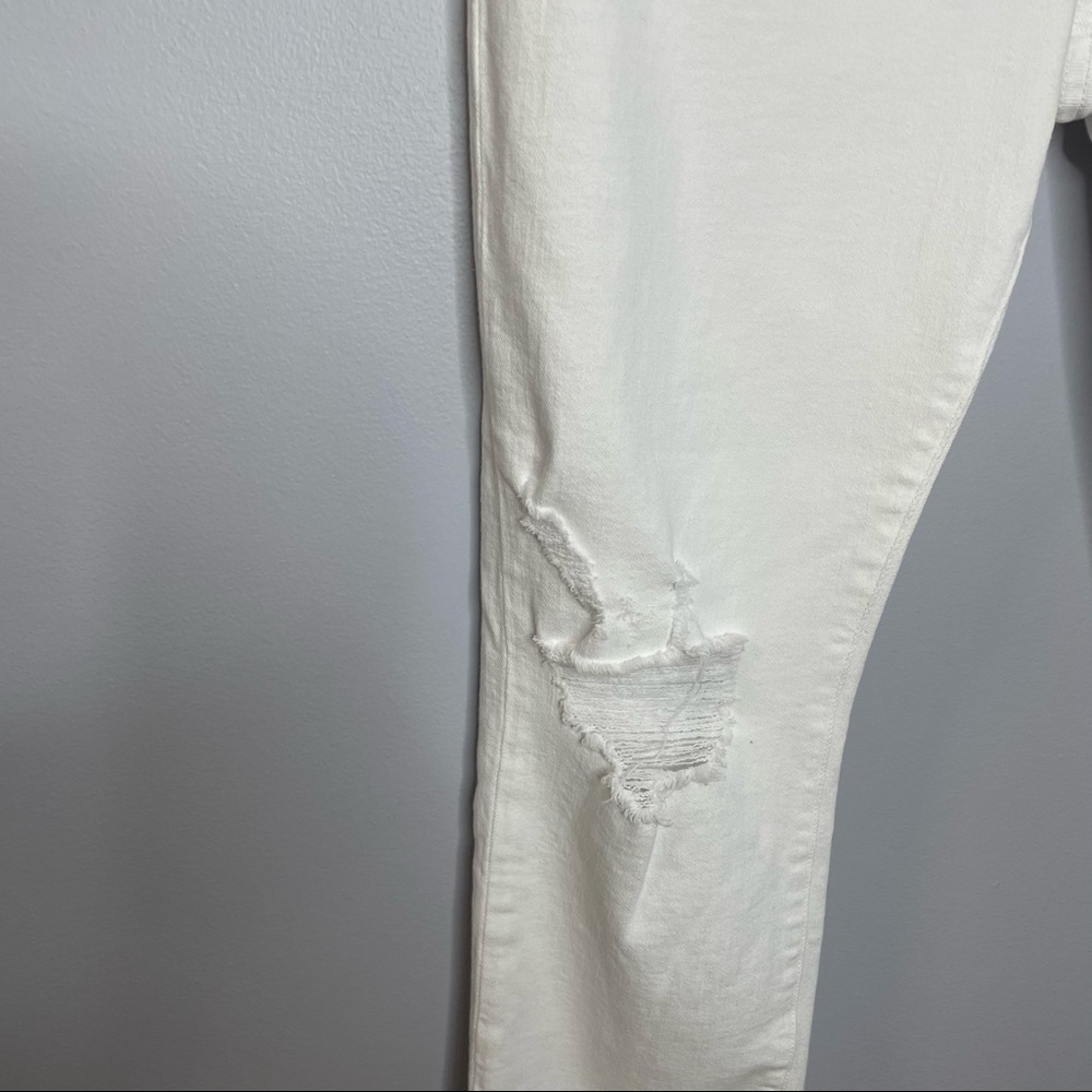 Frame Le Beau Ripped Straight Leg Boyfriend Jeans In Blanc Drive Rips - Picture 5 of 9